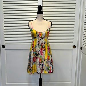 Johnny Was Multicolor Floral Silk Strap Mini Dress